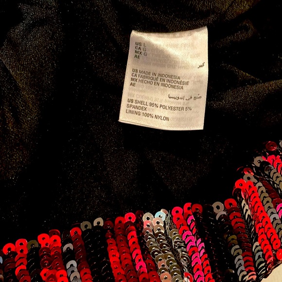 NWT (S)(M)(L)Bar lll red and silver sequined stripe shift mini party dress - Picture 10 of 11